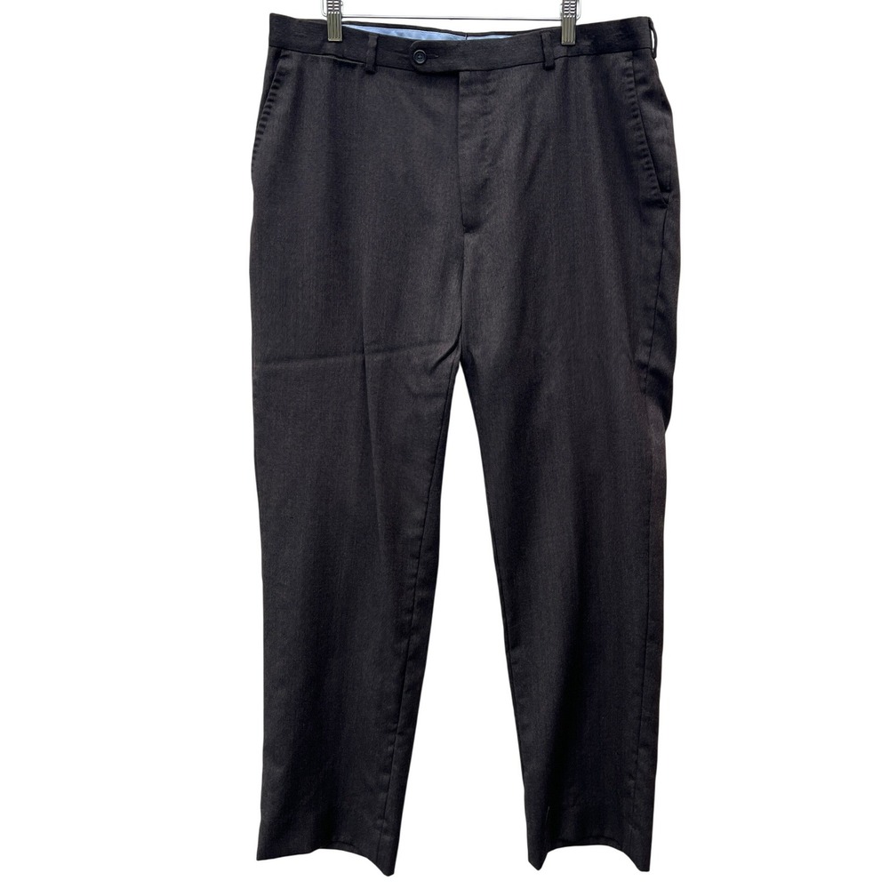 Peter Millar Wool Dress Pants Brown Size 38x32 Flat Front Classic Fit Career
